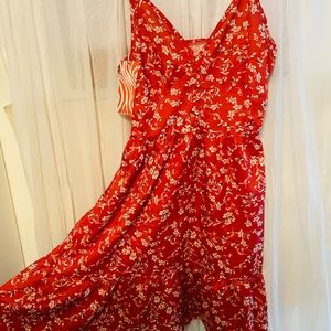 Beautiful red-orange floral dress